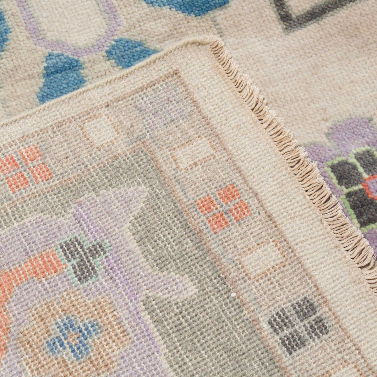 Modern Boho Tribal Geometric Motif Ivory and Muted Sage Green Wool Area Rug