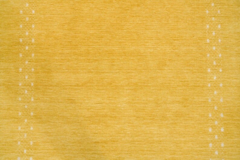 Premium Hand-Knotted Gabbeh Wool Rug - Minimalist Golden Mustard Yellow Carpet