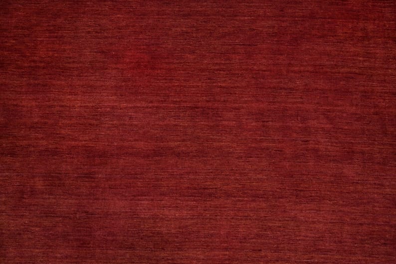 Premium Hand-Knotted Gabbeh Wool Rug - Minimalist Dark Red Maroon Geometric Carpet
