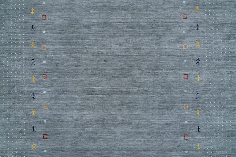 Premium Hand-Knotted Oushak Wool Rug - Slate Blue & Muted Steel Grey Turkish Carpet