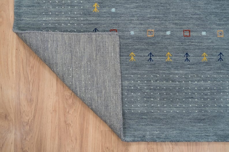 Premium Hand-Knotted Oushak Wool Rug - Slate Blue & Muted Steel Grey Turkish Carpet
