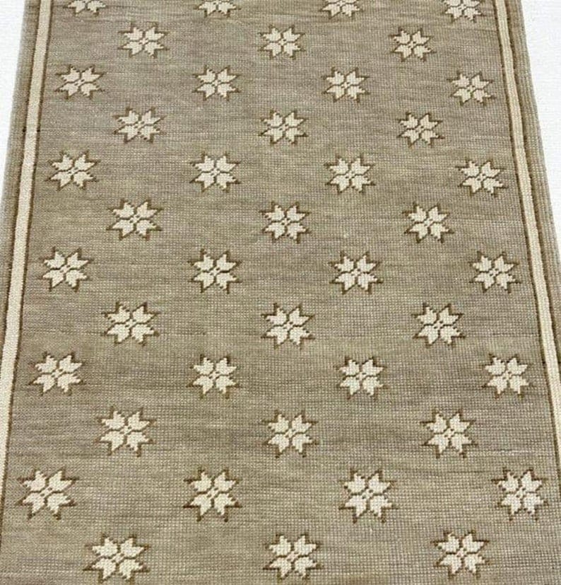 Premium Wool Runner Rug - Sage Green & Ivory Geometric Kitchen Runner - Custom Size Hand-Woven Long Carpet for Hallway, Entryway & Kitchen Gallery