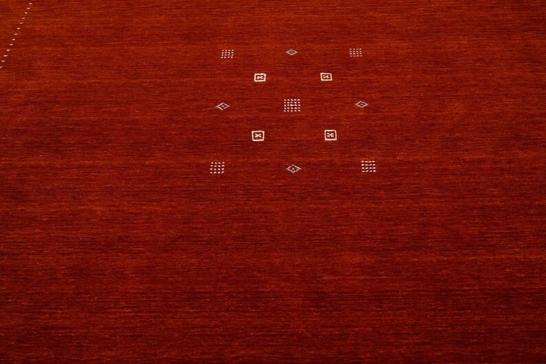 Premium Hand-Knotted Gabbeh Wool Rug - Solid Tomato Orange Red Turkish Carpet